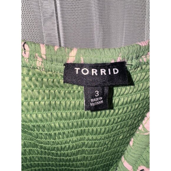Torrid 3 Green Pink Floral Print Sleeveless Maxi Dress Shirred Bodice Adjustable - Picture 8 of 11
